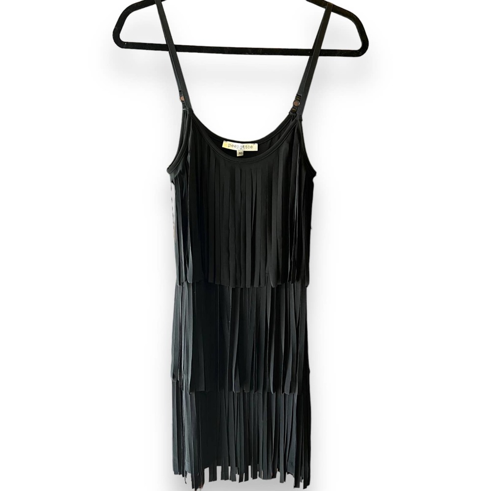 Black Layered Fringe Bodycon Dress